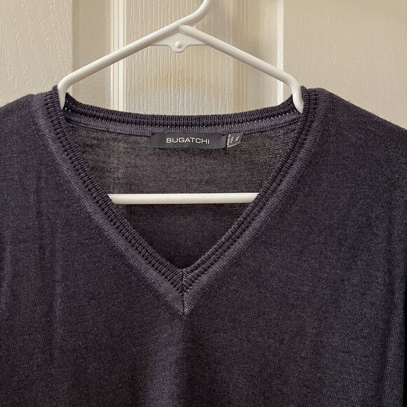 Bugatchi Merino Wool Pullover V-Neck Sweater Italy Charcoal Gray Men's Size XL - Picture 4 of 11